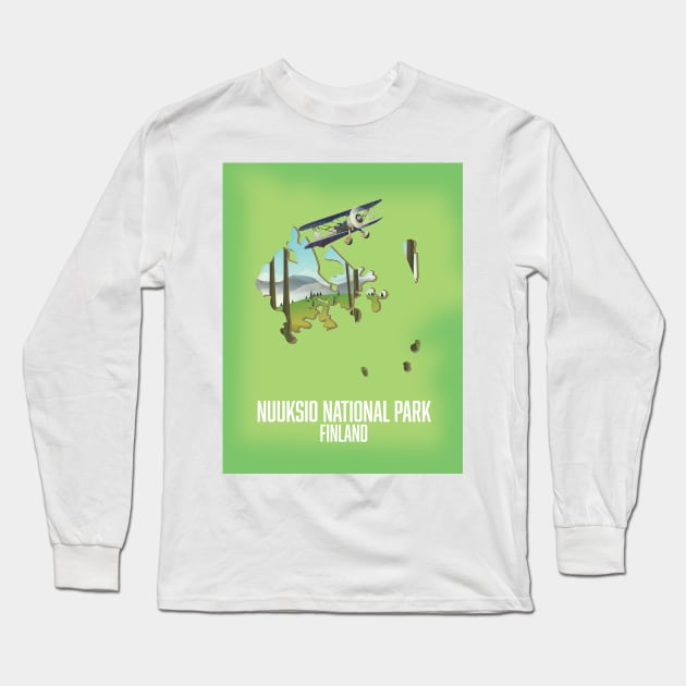 Nuuksio National Park Finland map Long Sleeve T-Shirt by nickemporium1